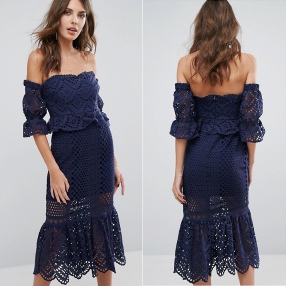 FOXIEDOX Pure Eyelet Off the Shoulder Dress XL